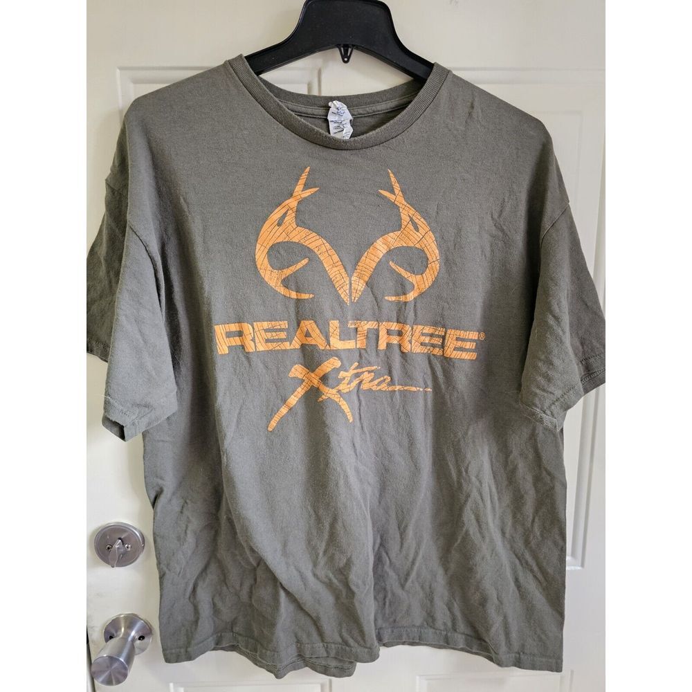 Realtree Xtra Olive Green Tee With Orange Graphic. Size 2XG